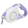 16FT Retractable Dog Leash Extendable Pet Leash Dog Walking Leash with Flashlight RGB Light 2 Rolls of Waste Bags Dispenser Fit for 66-110lbs - Purple