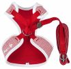 Pet Life Luxe 'Spawling' 2-In-1 Mesh Reversed Adjustable Dog Harness-Leash W/ Fashion Bowtie - Red - Small