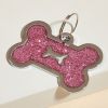 Metal Pet ID Tags With Pink Bone Shape For Dogs & Cats - Shiny rose pink - 1 peice