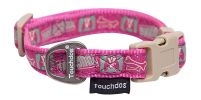 Touchdog 'Caliber' Designer Embroidered Fashion Pet Dog Leash And Collar Combination - Pink Pattern - Medium