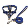 Pet Dog Chest Back Leash Set Adjustable Dogs Chest Back Traction Rope Puppy Pet Nylon Durable Outdoor Walking Rope Chain Belt - Blue - S