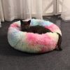 Soft Dog Bed Cat Beds Cat Sleeping Plush Mat Cushion Kitten Nest Sofa Kennel For Puppy Colorful Fluffy Warm Comfortable Pet Bed - blue - 50cm