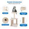 Cat Tree with Sisal Covered Scratching Post, 31.8 Inches Cat Tower with Plush Perchesfor Indoor Cats,15.7 x 31.8 Inches, Furniture Protect,Beige - as