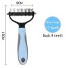 Large Pets Fur Knot Cutter Dog Grooming Shedding Tools Pet Cat Hair Removal Comb Brush Double Sided Pet Products Suppliers - blue