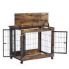 Furniture Style Dog Crate Side Table on Wheels with Double Doors and Lift Top. Rustic Brown, 31.50'' W x 22.05'' D x 25'' H. - as Pic