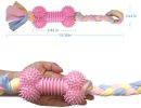 Dog Chews Toy with Cotton Rope Natural Rubber Toys Cleans Molars - pink