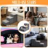 Gray Dog Stairs for High Beds or CouchFoldable Dog Steps With Storage Pet Steps for Small Dogs Medium Dogs Puppy Stairs - Willow Pet Products