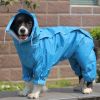 A Raincoat for all small and large dogs; Pet raincoat Medium large dog Golden hair Samo Alaska waterproof four foot raincoat Dog hooded raincoat - Blu