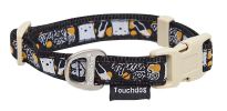 Touchdog 'Caliber' Designer Embroidered Fashion Pet Dog Leash And Collar Combination - Black Pattern - Medium