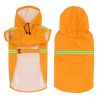 Pet raincoat for large and small dog; PU waterproof big dog raincoat; outdoor reflective dog raincoat - orange - M