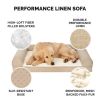 Pet Products Plush & Performance Linen Orthopedic Sofa Pet Bed for Dogs & Cats - Flax, Large - Flax