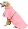 Dog Raincoats for Large Dogs with Reflective Strip Hoodie; Rain Poncho Jacket for Dogs - D4-Pink - [S]