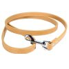 PU Leather Cat Dog Leash Soft Walking Dog Collar Leash Running Training Dog Harness Lead Leash Puppy Pet Small Dog Leash Belt - Sand Yellow - 2.0x120c