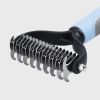 Large Pets Fur Knot Cutter Dog Grooming Shedding Tools Pet Cat Hair Removal Comb Brush Double Sided Pet Products Suppliers - blue